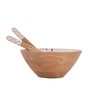 Floral Decal Design 1000ml Solid Wood Serving Bowl With Spoon