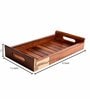 Floral Motif Brown Sheesham Wood Serving Tray