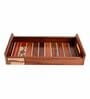 Floral Motif Brown Sheesham Wood Serving Tray