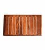 Floral Motif Brown Sheesham Wood Serving Tray