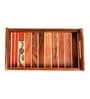 Floral Motif Brown Sheesham Wood Serving Tray