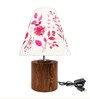 Floral Multicolor Cotton Shade Table Lamp with Wood Base