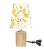 Floral Multicolor Cotton Shade Table Lamp with Wood Base