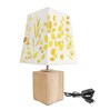 Floral Multicolor Cotton Shade Table Lamp with Wood Base