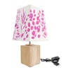 Floral Multicolor Cotton Shade Table Lamp with Wood Base