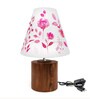 Floral Multicolor Cotton Shade Table Lamp with Wood Base