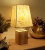 Floral Multicolor Cotton Shade Table Lamp with Wood Base