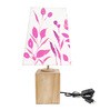 Floral Multicolor Cotton Shade Table Lamp with Wood Base