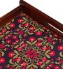 Floral Ornament Brown Teak Wood & MDF Serving Tray Reinvention factory