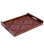 Floral Ornament Brown Teak Wood & MDF Serving Tray Reinvention factory