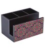 Floral Ornament Multicolor MDF Cutlery and Tissue Holder