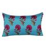 Floral Pattern Blue Silk Cushion Cover 20 X 12 Inch