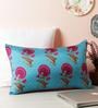 Floral Pattern Blue Silk Cushion Cover 20 X 12 Inch