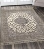 Beige Viscose Floral 4  X 6  Feet Machine Made Carpet
