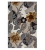 Grey Floral Wool And Viscose 5 ft X 3 ft Hand Tufted Carpet