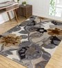 Grey Floral Wool And Viscose 5 ft X 3 ft Hand Tufted Carpet