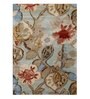 Blue Floral Wool And Viscose 3 ft x 5 ft Hand Tufted Carpet