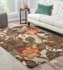 Brown Floral Wool And Viscose 5 ft x 7 ft Hand Tufted Carpet
