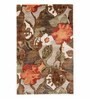 Brown Floral Wool And Viscose 5 ft x 7 ft Hand Tufted Carpet
