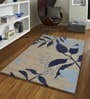 Blue Floral Polyester 5 ft x 7 ft Hand Tufted Carpet