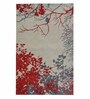 Grey Floral Polyester 5 ft x 7 ft Hand Tufted Carpet