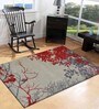 Grey Floral Polyester 5 ft x 7 ft Hand Tufted Carpet