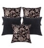 Black Floral Polyester 16 x 16 Inches Cushion Covers (Set of 5)