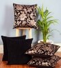 Black Floral Polyester 16 x 16 Inches Cushion Covers (Set of 5)