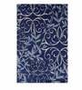 Blue Polyester Floral 4 x 6 Feet Hand Tufted Carpet