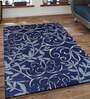 Blue Polyester Floral 4 x 6 Feet Hand Tufted Carpet