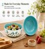Aqua Blue & White Floral Print Ceramic Snack Bowl Set of 2 300MLServing Bowls