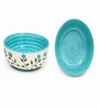 Aqua Blue & White Floral Print Ceramic Snack Bowl Set of 2 300MLServing Bowls