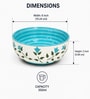 Aqua Blue and Red Floral Print Ceramic Snack Bowl Set of 2 300ML Serving Bowls
