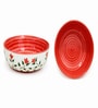 Set of 2 Red & White Floral Print Ceramic Snack Bowl 300ML Serving Bowls