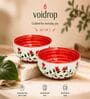 Set of 2 Red & White Floral Print Ceramic Snack Bowl 300ML Serving Bowls