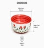 Set of 2 Red & White Floral Print Ceramic Snack Bowl 300ML Serving Bowls
