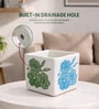 Floral Print Square Ceramic Planter Pot