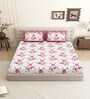 Pink Floral 144 TC Cotton King Size  King Size Bedsheet With 2 Pillow Cover
