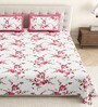Pink Floral 144 TC Cotton King Size  King Size Bedsheet With 2 Pillow Cover