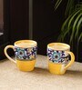 Floral Printed 240ml Multicolour Ceramic (Set of 4) Coffee Mugs