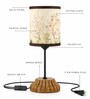 Floral Printed Fabric Shade Table Lamp with Designer Wooden Base