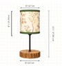 Floral Printed Fabric Shade Table Lamp with Wooden Base