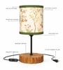 Floral Printed Fabric Shade Table Lamp with Wooden Base