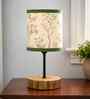 Floral Printed Fabric Shade Table Lamp with Wooden Base