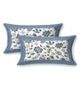 Blue Floral 144 TC Cotton King Size  King Size Bedsheet With 2 Pillow Cover