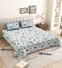 Blue Floral 144 TC Cotton King Size  King Size Bedsheet With 2 Pillow Cover