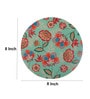 Floral Printed With Green Background Round Mousepad