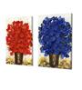 Floral Red & Blue Synthetic Wood (Set of 2) Art Prints