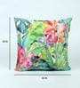Green Florals Satin 16 x 16 Inches Cushion Cover