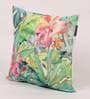 Green Florals Satin 16 x 16 Inches Cushion Cover